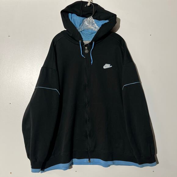 Vintage Y2K Nike Embroidered Swoosh Black & Blue Full Zip Sweater Men’s Size XXL - Picture 1 of 7
